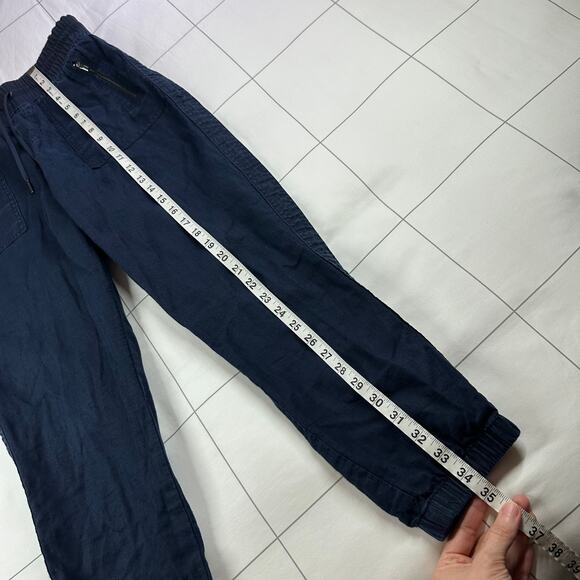 Athleta Pants Womens 6 Navy Blue Cabo Linen Jogger Drawstring Breathable Casual - Picture 11 of 12